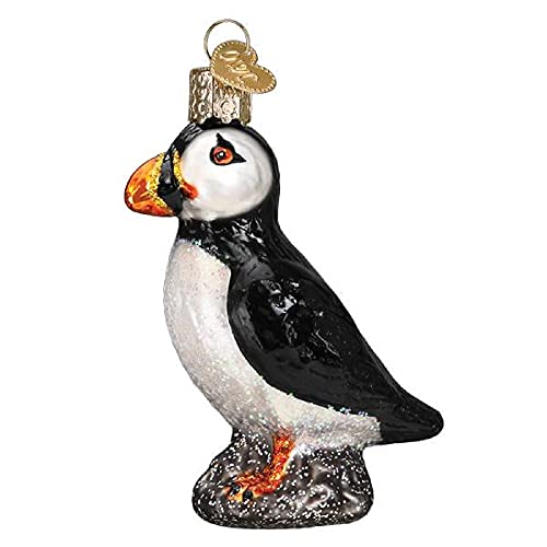 Old World Christmas Puffin Glass Blown Ornament for Christmas Tree, Handcrafted Holiday Decoration, Wildlife Animal Collection