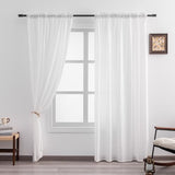 Non-See-Through White Privacy Semi Sheer Curtains That Let Light in 84 Inches Long Light Filtering Sheer Window Curtains Drapes for Living Room Bedroom 2 Panels Set White