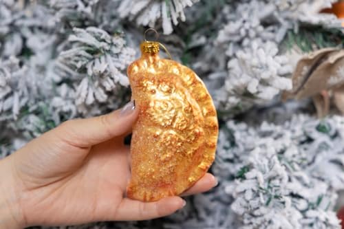 2 Pack Hand Blown Glass Pierogi Ornament, Premium Polish Food Christmas Ornaments for Christmas Tree, Hand Painted Glass Polish Pierogi Dumpling Ornament