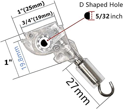 2pcs 1" Blinds Wand Tilter Mechanism with D Shaped Gear 5/32" Hook Connection for Aluminum or Vinyl mini Blinds with Measure 1" x 1" headrail