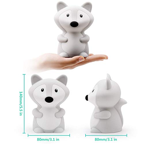 Animal Fox Kids Night Light, Cute Children's Room LED Bedside Rechargeable Child Lamp with Changeable RGB 9 Colors for Boy/Girl/Adult/Baby, Compatible with Touch-Control & Remote Control