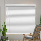Cordless Faux Wood Blinds 30" W x 36" H, 2 Inch Slat Horizontal Windows Blinds with Crown Valance, Room Darkening Blinds, White Blinds for Home Interiors.