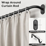 Curtain Rods 36-120 Inch, Black Wrap Around Blackout Curtain Rods for Windows, 1 Inch Adjustable Long Heavy Duty Room Darkening Window Treatment Rod for Bedroom, Living Room, Sliding Door