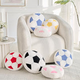 Soccer Pillow,12" Soccer Plush Pillow Decorative Throw Pillow Floor Cushion Seating Cushion,Round Soccer Ball Throw Pillow for Sofa Couch Living Room (Black)