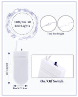 Riakrum 50 Pack 10 ft 30 LED Fairy Lights Battery Operated, Christmas Tiny String Lights Bulk Starry Light Waterproof for Mason Jars Wedding Party Christmas Centerpiece Table Decor, White