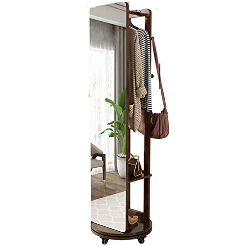 Solid Wood Household Full-Length Mirror Hanger One Full-Length Mirror Rotating Floor Mirror Wardrobe Mirror Fitting Mirror White