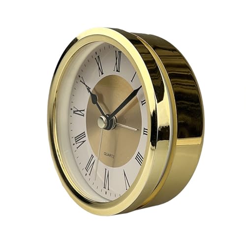 UncleS 3.5inch (89mm) Clock Insert Roman Numeral Round Watch Insert Gold Clock for Decorating and Gifting Making