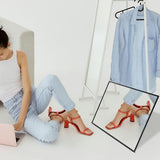 Try-on Shoe Mirror Floor Standing Full-Length Dressing Mirror Aluminum Frame Multi-Functional Small for Bedroom and Shoe Store Use