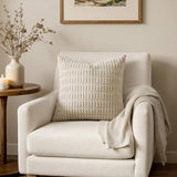 MIULEE Pack of 2 Corduroy Decorative Throw Pillow Covers 20x20 Inch Soft Boho Striped Pillow Covers Modern Farmhouse Home Decor for Sofa Living Room Couch Bed Cream White