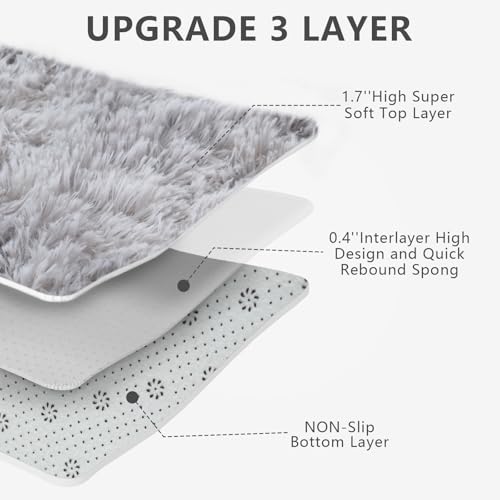 Shag Area Rugs for Bedroom Living Room,8X10 Ultra Soft Fluffy Area Rugs for Dorm, Indoor Carpet Nursery Rugs for Kids Girls Room Home Decor,Tie-Dye Grey
