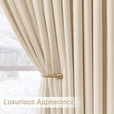 Triple Pinch Pleated Cream Velvet Curtains 84 inches Long Living Room Darkening Curtain Neutral Modern Farmhouse French Pinch Pleat Drapery Panel Heavy Thick Light Filtering Velvet Curtain for Bedroom
