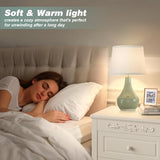 Seealle Modern Green Table Lamps Set of 2 - Bedside Lamps for Night Stands, 19.4" Bedroom Lamps for Living Room Sage Green Lamps with Rocker Switch