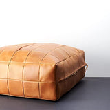MARRAKESH STYLE Comfortable Leather Ottoman Pouf - Handmade Unstuffed Moroccan Pouf Cover - Square Pouf & Foot Rest Ottoman - Perfect for Living Rooms Bedrooms & Kids Room - Luxury Square Brown