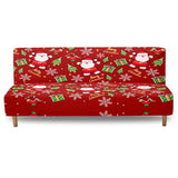 Christmas Armless Sofa Cover Santa Claus Futon Cover Futon Covers with Elastic Bottom Sofa Slipcovers Washable Couch Covers Furniture Protector