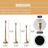 Iron Taper Candle Holder Set of 3, Gold Candlestick Holders Decorative Candle Stand, Tapered Candle Holders Tall Set for Wedding, Dining Table, Home Decoration (Gold)