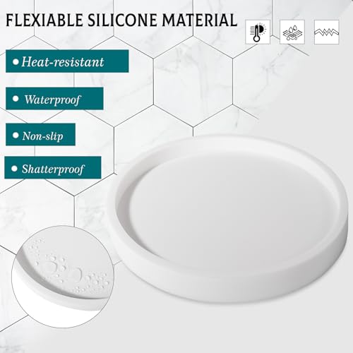 Silicone Bathroom Tray Coffee Table Decor Perfume Organizer, 12" White
