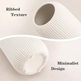 Ceramic Vase for Flowers – Modern Small Ribbed Textured Flower Vase for Home Decor, Pampas Grass, Decorative, Farmhouse, Coffee Table, Kitchen Centerpieces, Bookshelf and Home Living (White)
