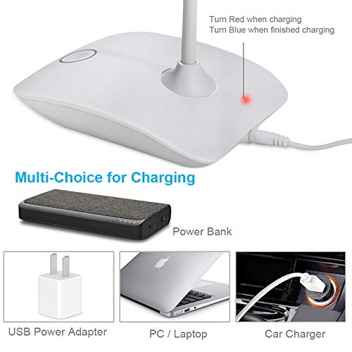 DEEPLITE LED Desk Lamp Small Battery Powered Lamp Cordless Rechargeable Table Lamp, Flexible Portable Desk Light for Craft Study Home Office Dorm, Eye-Caring Wireless Dimmable Book Lamp for Reading