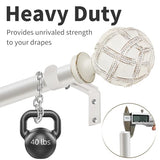 Single Curtain Rod for Windows 28 to 48 Inches(2.3-4ft): 1 inch Diameter Adjustable Curtain Rod, Heavy Duty Curtain Rod with Netted Texture Finials, Size:18-64(weathered white)