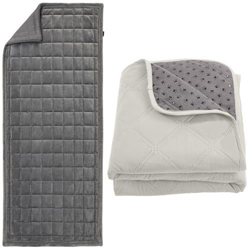 GORILLA GRIP Couch Cover, Loveseat, Gray and Couch Cover for Dogs, 52x82, Light Taupe Bundle