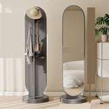 Decorative Home Bedroom Coat Rack Rotating Dressing Mirror Full-Length Floor with Storage for Living Room