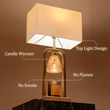 PoKat Gold Table Lamp Candle Warmer, Candle Warmer Lamp with Timer Dimmer, Wax Light Warming Table Lamp for Jar Candles, Modern Bedside Lamp for House Warming Home Decor Living Room, Bulb Included