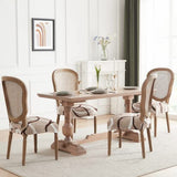 SearchI Stretch Dining Chair Seat Covers Set of 6, Soft Removable Washable Seat Covers for Dining Chairs, Dining Room Seat Cover Protector (Rear-Covered, Beige)