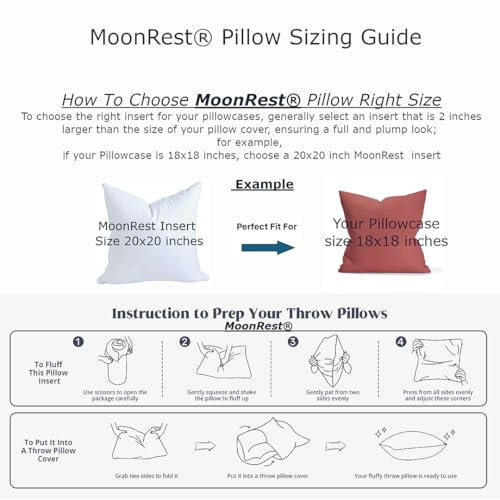 MoonRest® 14x36 Inch Synthetic Down Alternative Rectangle Pillow Insert Form Stuffer for Sofa Shams, Decorative Throw Pillow, Cushion and Bed Pillow Stuffing - Hypoallergenic 14” X 36”