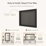 SMIROR Matte Black Bathroom Mirror for Over Sink 24x 36 inch, Metal Thick Frame Rectangle Vanity Mirror for Wall, Anti-Rust, Horizontally or Vertically Mounted