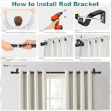 Ottsuls Curtain Rods for Windows, 32 to 60 or 71 Inches Max Adjustable Length, 1 Inch Diameter, Black Decorative Curtain Rod Set, Rustproof Heavy Duty Metal Pole with Brackets