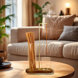 2 in 1 Incense Holder for Sticks, Anti-Ash Flying Incense Burne with Glass Ash Catcher and Incense Sticks Organizer for Meditation Yoga Spa Home Decor (Dark Base)
