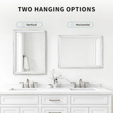 White Wood Effect Framed Wall Mirror, 24x32 Rectangle Mirror, Anti-desilvering Tempered Glass, Sustainable& Sturdy Frame, Farmhouse Mirror, Anti-Rust, 3min Fast Setup for Bathroom Living Room