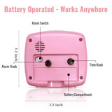 Lamisola Battery Analog Travel Alarm Clock, Small Clock for Bedroom, Desk Table Shelf Clocks for Room Office Bathroom Vanity, Aesthetic Retro Clocks for Kids Girls, Pink