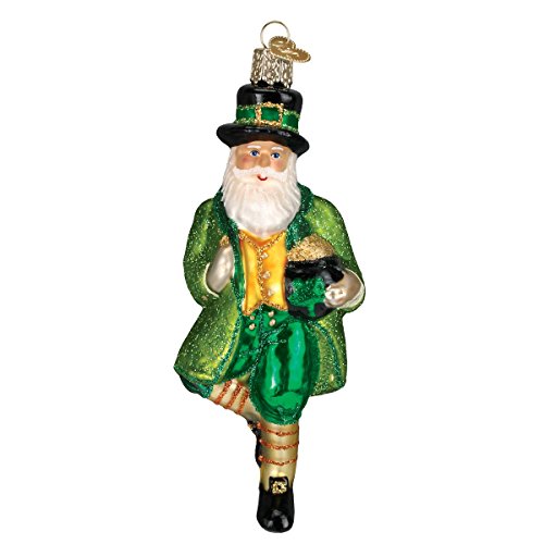 Old World Christmas Irish Santa Glass Blown Ornament for Christmas Tree, Handcrafted Holiday Decoration, Irish Collection