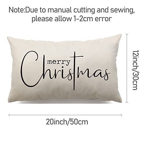 DFXSZ Christmas Throw Pillow Covers 12x20 Inch Set of 2 Merry Christmas Farmhouse Decorations Believe Holiday Decor Throw Cushion Case for Home Couch