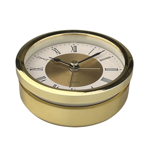 UncleS 3.5inch (89mm) Clock Insert Roman Numeral Round Watch Insert Gold Clock for Decorating and Gifting Making