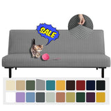 YEMYHOM Futon Cover Latest Jacquard Design High Stretch Armless Sofa Bed Slipcover Anti-Slip Furniture Protector with Elastic Bottom (Futon, Light Gray)
