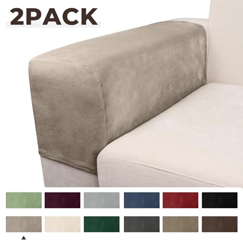 Couch Arm Covers 2 Pcs Sofa Armrest Covers Stretch Couch,Armrest Cover for Chairs Scratch-Resistant Sofa Arm Cover Armchair Slipcovers,Taupe
