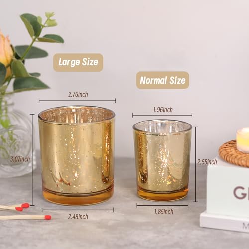 6 Pcs Large Gold Votive Candle Holders Tea Light Candle Holder Glass