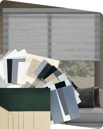 Yoolax Motorized Zebra Blinds Works with Alexa, Motorized Shades with Remote Custom Size, Privacy Electric Zebra Blinds for Windows, Fabric Sample (Multicolor)