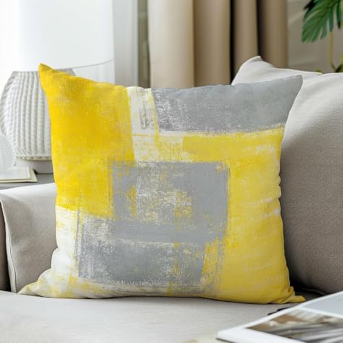 Throw Pillow Covers for Couch, 18x18 Inch, 2 Pack, Grey Yellow