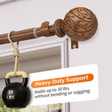 Wood Curtain Rods for Windows 36 to 88 Inch, 1" Adjustable Heavy Duty Boho Drapery Rod Decorative Curtain Rods with Finials Rustic Window Treatment Rods for Kitchen Farmhouse Bedroom Patio