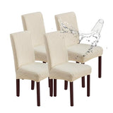 Chair Covers for Dining Chairs,100% Waterproof Dining Chair Covers Set of 4,Removable Stretch Parsons Slip,Washable Seat Protector for Kitchen Beige