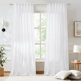 NICETOWN Non-See-Through White Sheer Curtains 84 inches Long 2 Panels, Rod Pocket & Back Tab Privacy Window Treatments Light Filtering Drapes for Bedroom/Living Room, W52 x L84