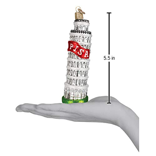 Old World Christmas Leaning Tower of Pisa Glass Blown Ornament for Christmas Tree, Handcrafted Holiday Decoration, Landmark Collection
