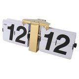 Flip Desk Clock Mechanical Clock Battery Operated Desktop Vertical Wall Mounted Retro Digital Flip Clock 12H Gold Base and White Flip Cover Ideal for Home Office School (Gold)