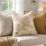 Set of 2 Decorative Floral Pillow Covers 20x20 Inch Light Yellow