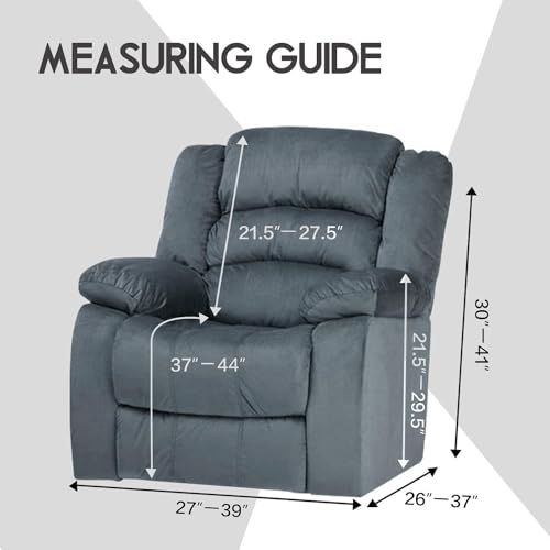 ULTICOR 4-Piece, 1 Seat Recliner Cover, Jacquared Stretch Reclining Chair Covers for 1 Cushion Reclining Sofa, Single Seat Recliner Couch Cover, Soft, Machine Washable (Style 4) (Dark Grey)