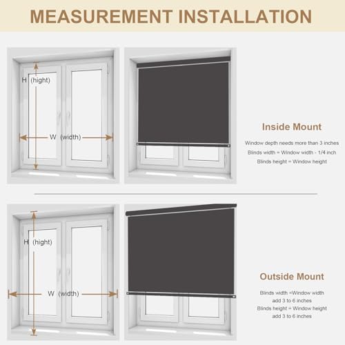 MYshade Blackout Cordless Roller Shades, Room Darkening Free-Stop Roll Up Blinds for Windows, Pull Down Blocking Blind for Home and Office, Easy to Install, 30" W X 72" H, Black