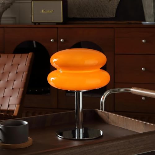 Mushroom Lamp Table Lamp for Night Stands,Mid Century Modern Desk Lamps for Bedroom, Vintage Dimmable Bedside Small Cute Lamps, Cool Aesthetic House Warming Gifts New Home Decor (Orange)